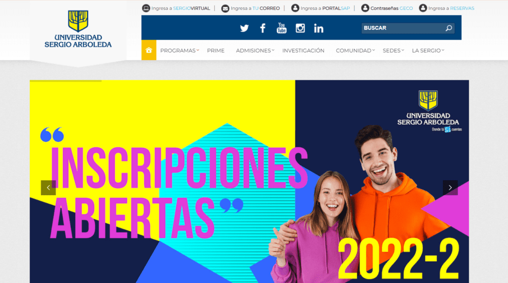 Universidad Sergio Arboleda website preview